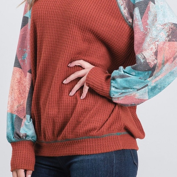 🆕 Waffle Knit Sweater Top Fall Boutique Clothing Style Comfy Soft Long Sleeve - Picture 6 of 8